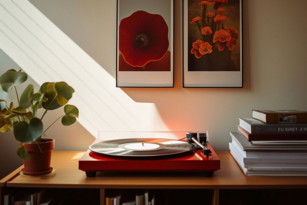 Play Vinyl publication furniture flower. AI generated Image by rawpixel.
