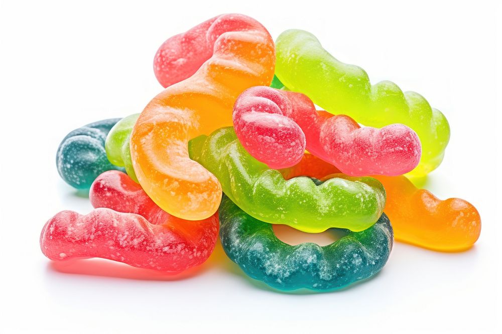 Sour gummy worms confectionery candy food. AI generated Image by rawpixel.