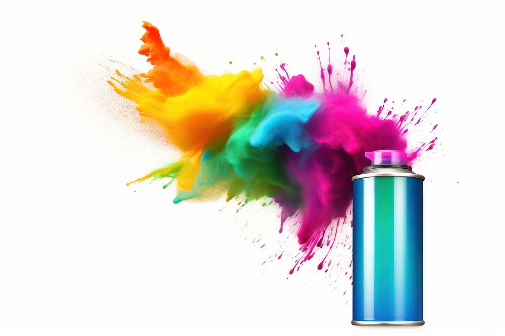Spraycan spraying colorful rainbow bottle white background creativity. AI generated Image by rawpixel.