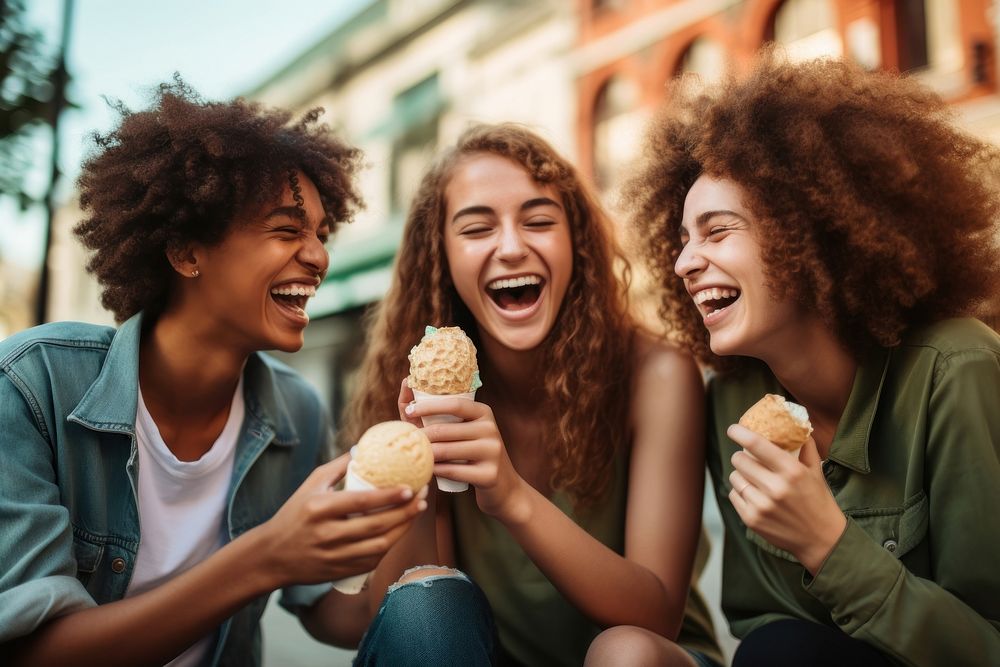 Young group laughing holding adult. AI generated Image by rawpixel.