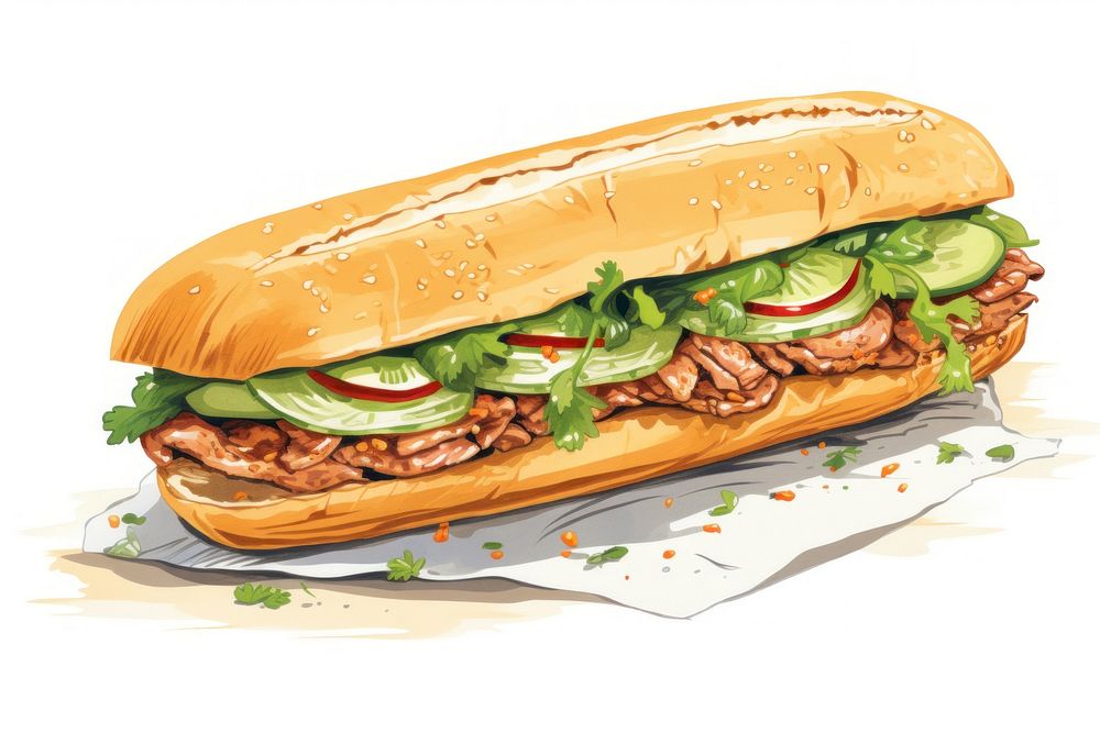 Sandwich cartoon food white background. AI generated Image by rawpixel.