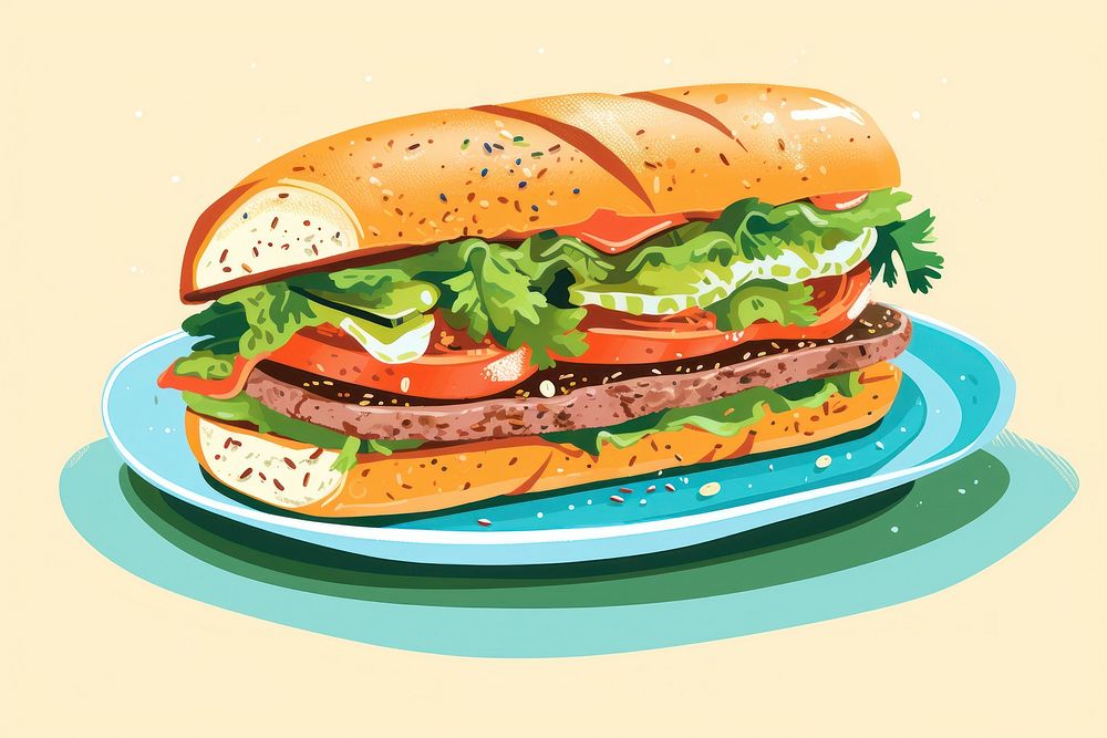 Sandwich lunch plate food. AI generated Image by rawpixel.