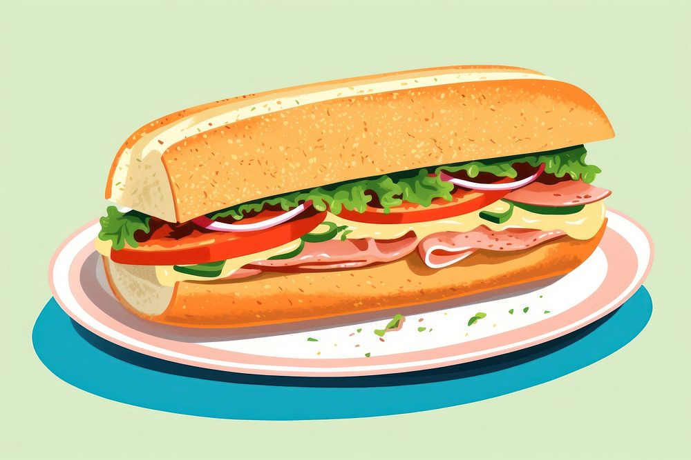 Sandwich lunch plate food. AI generated Image by rawpixel.