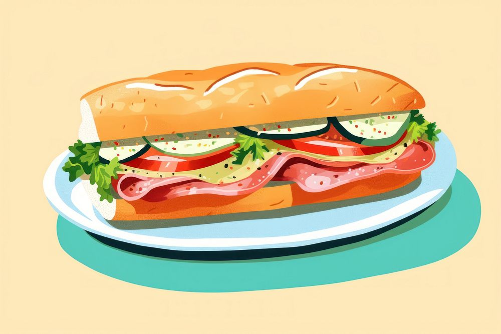 Sandwich lunch plate food. AI generated Image by rawpixel.