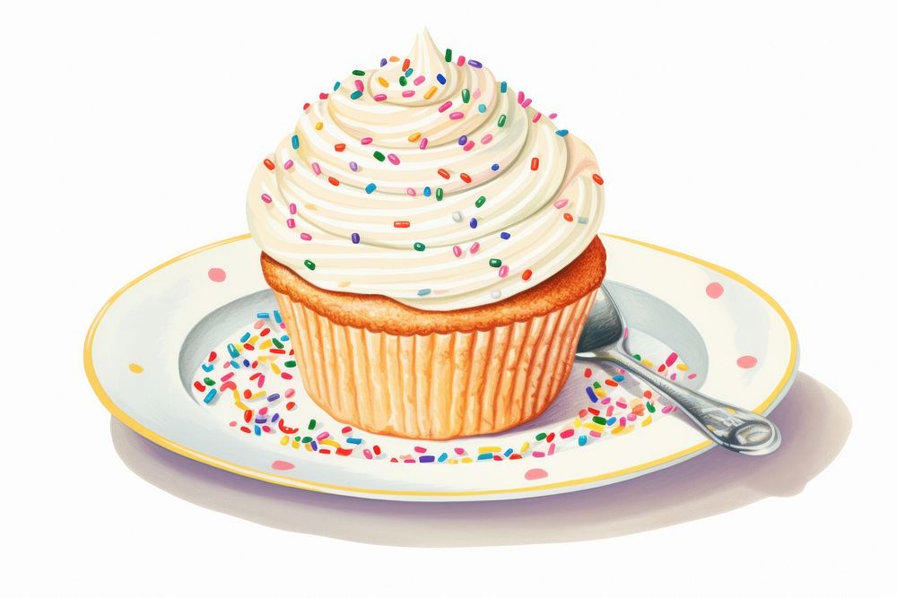 Sprinkles cupcake dessert icing. AI generated Image by rawpixel.