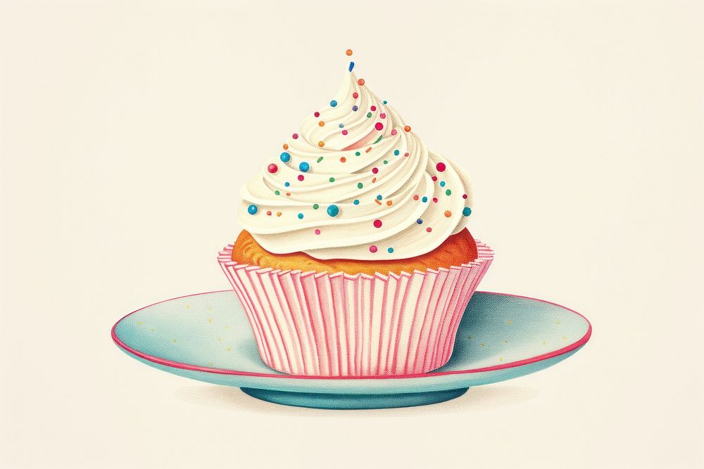 Cupcake sprinkles dessert cream. AI generated Image by rawpixel.