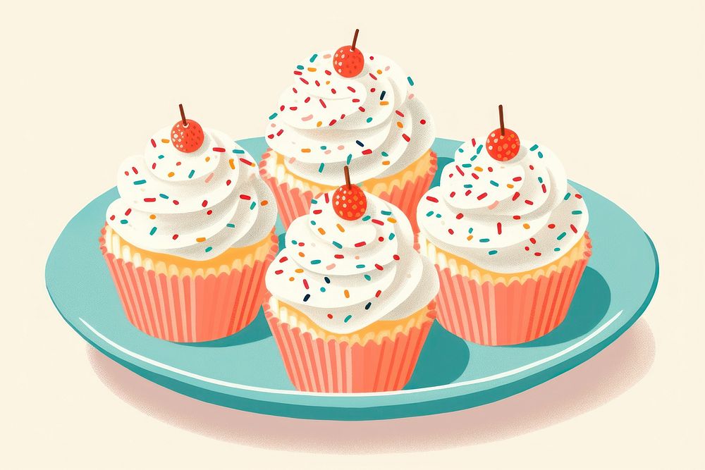 Cupcake sprinkles dessert icing. AI generated Image by rawpixel.
