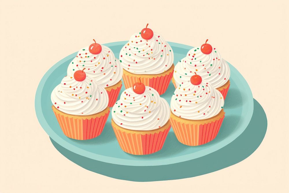Cupcake sprinkles dessert cartoon. AI generated Image by rawpixel.