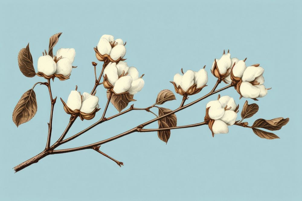 Branch cotton plant white. AI generated Image by rawpixel.