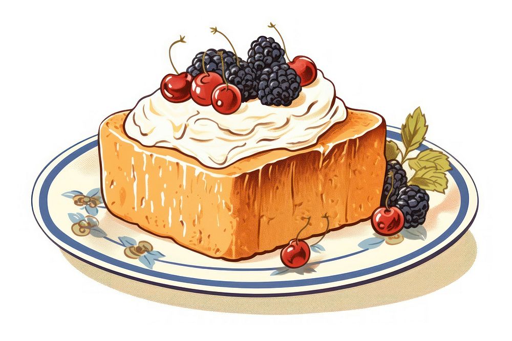 Cream dessert berries cartoon. AI generated Image by rawpixel.