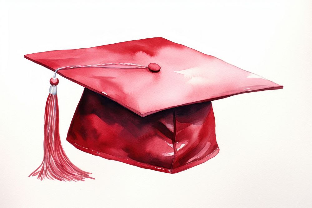 Graduation hat maroon mortarboard achievement. AI generated Image by rawpixel.