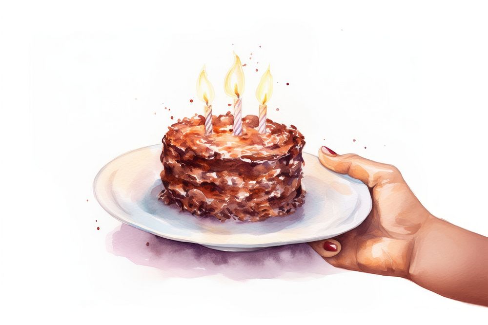 Chocolate birthday cake candle dessert food. AI generated Image by rawpixel.