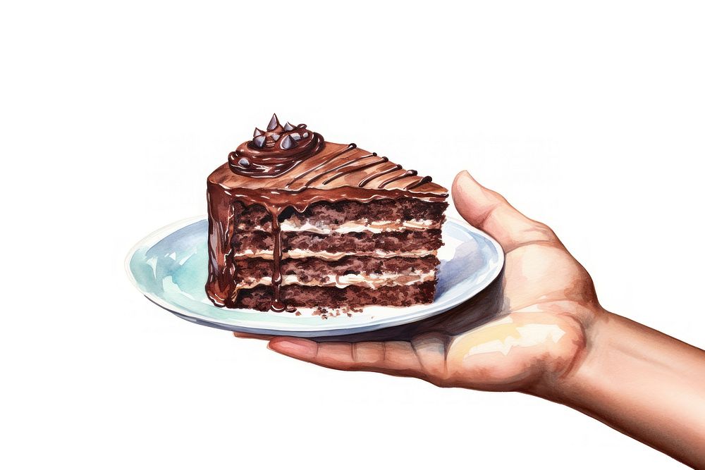 Chocolate birthday cake dessert plate food. AI generated Image by rawpixel.