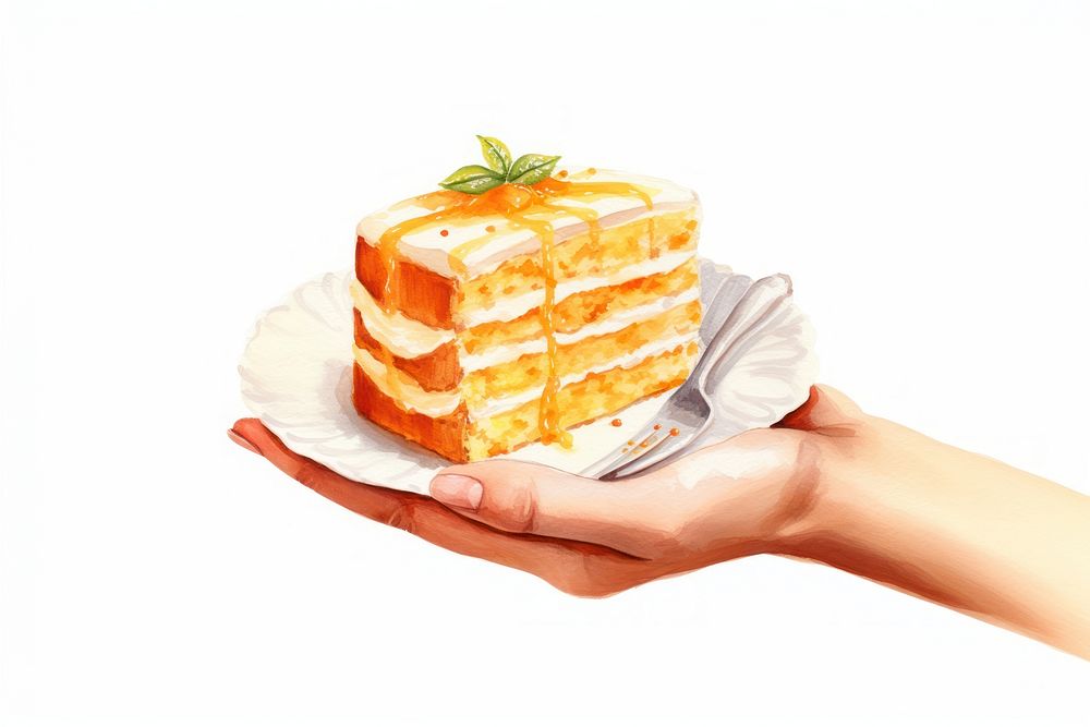 Orange cake dessert food hand. AI generated Image by rawpixel.