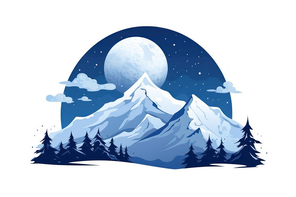 Snow mountain night moon astronomy. AI generated Image by rawpixel.