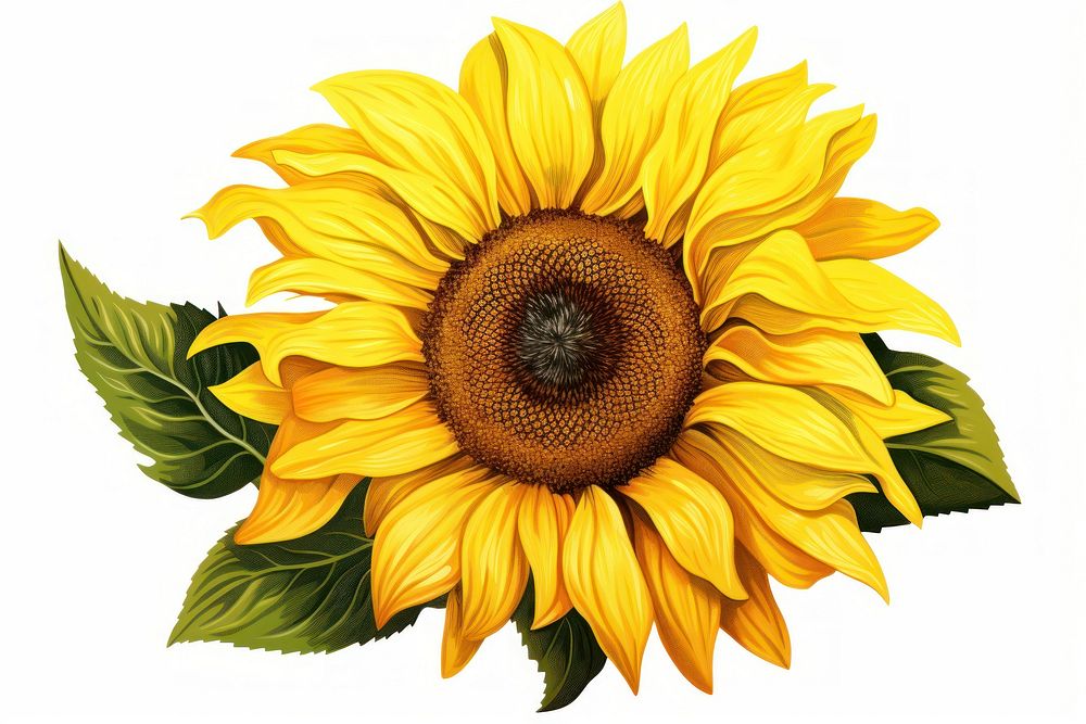 SunFlower sunflower plant white background. AI generated Image by rawpixel.