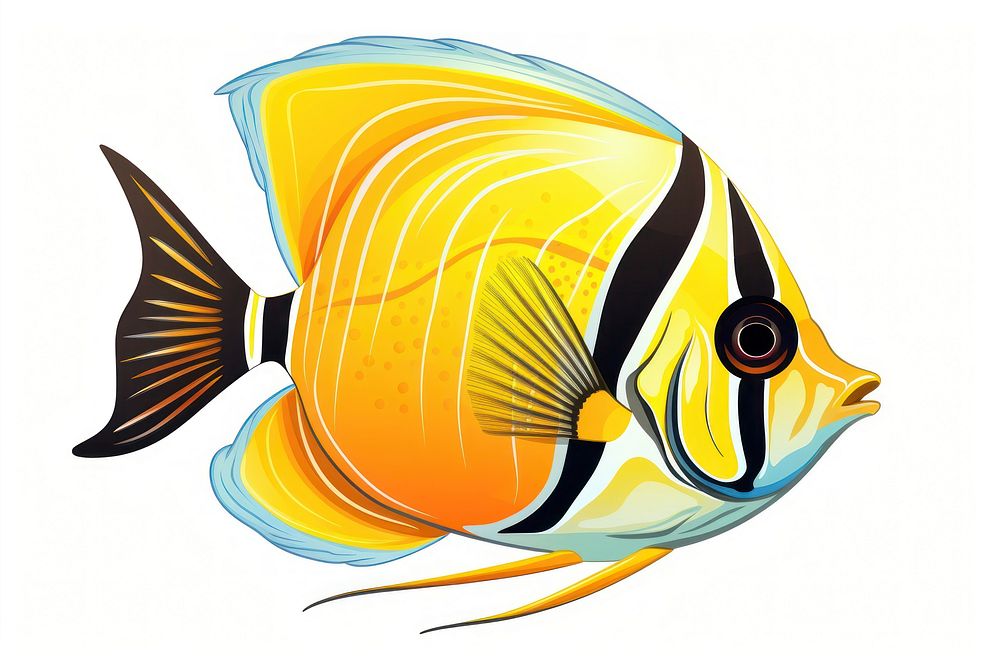 Agel butterfly fish animal white background pomacanthidae. AI generated Image by rawpixel.