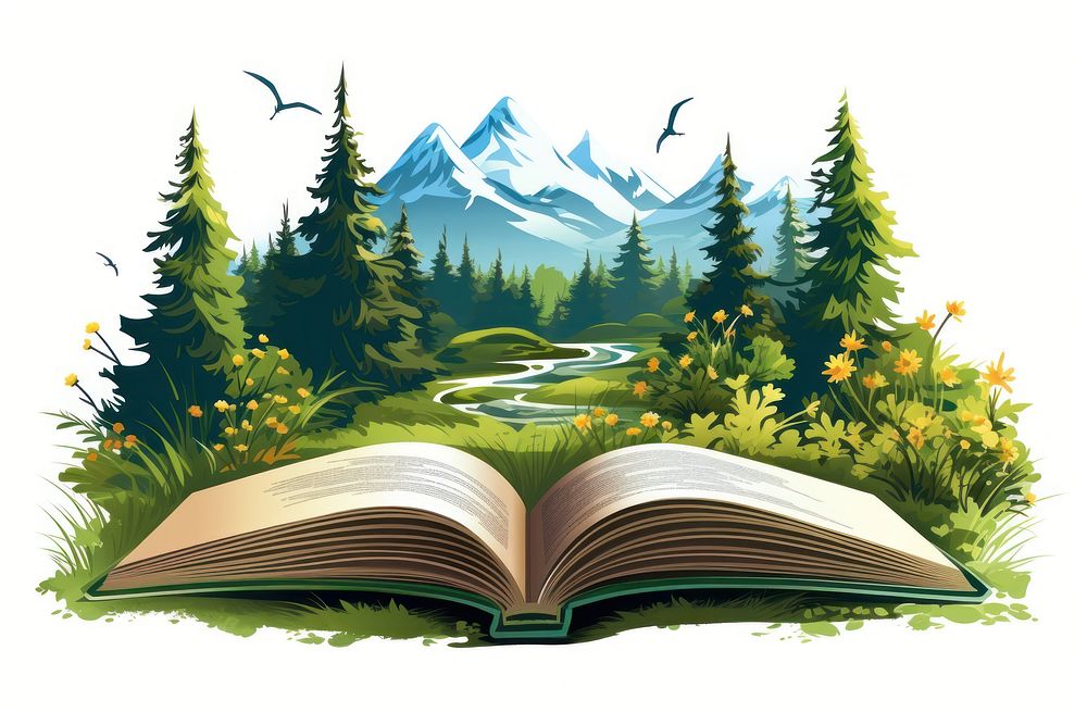 Nature book publication landscape. AI generated Image by rawpixel.