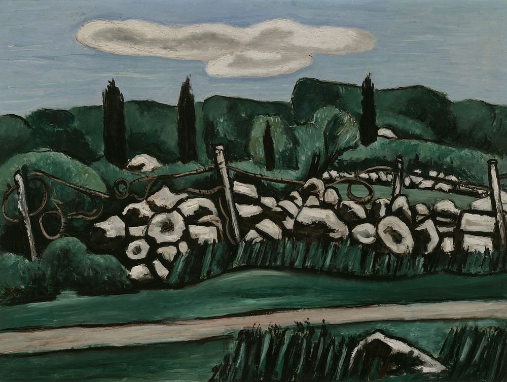 The Last Stone Walls, Dogtown (ca. 1936&ndash;1937) painting in high resolution by Marsden Hartley. Original from the Yale…