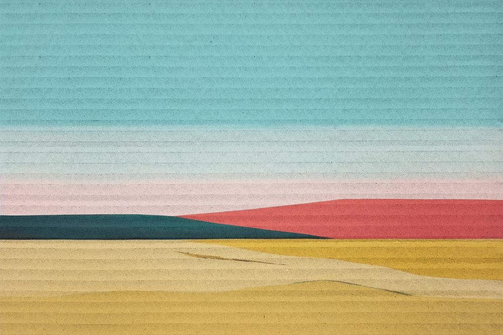 Abstract colorful landscape, paper textured image