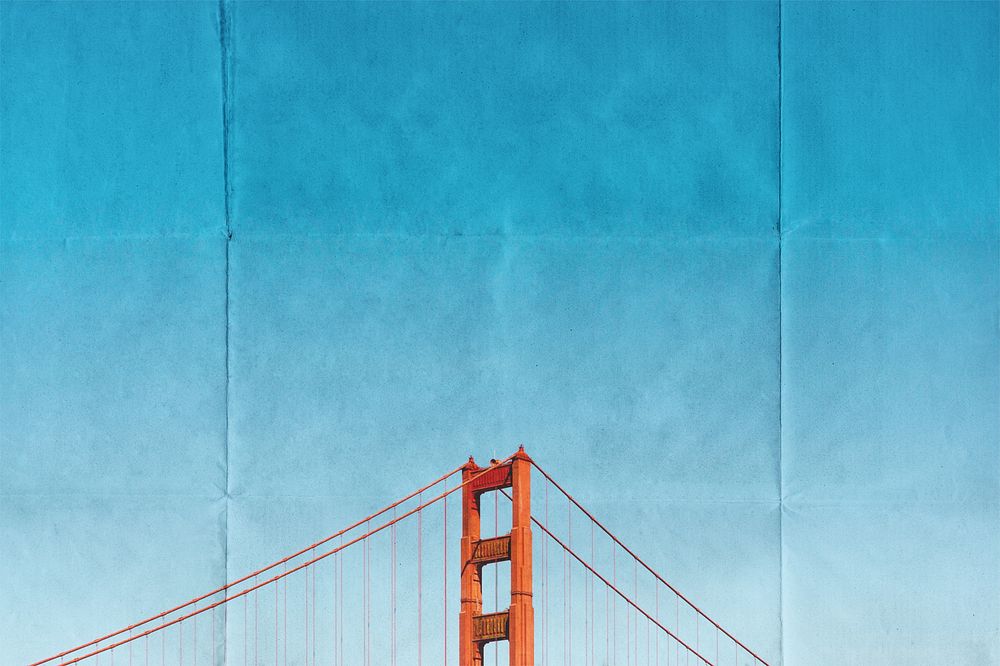 Golden Gate bridge, paper textured image