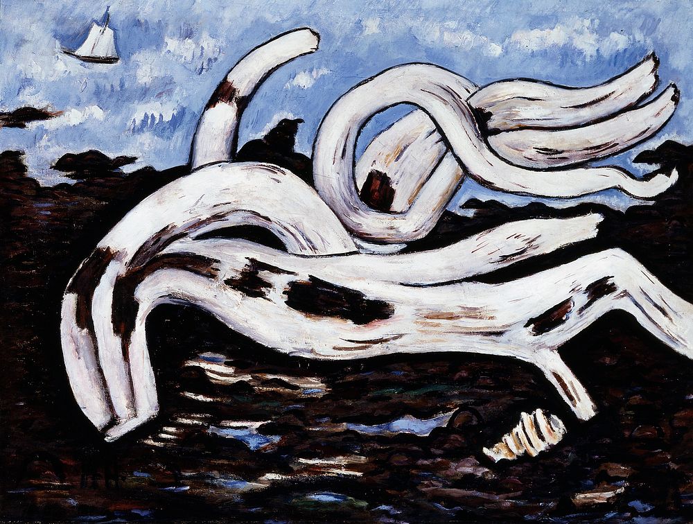 Driftwood on the Bagaduce (1939&ndash;1940) painting in high resolution by Marsden Hartley. Original from the Saint Louis…