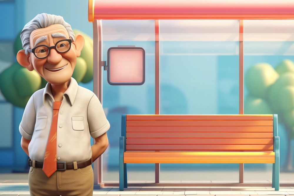 3D cheerful elderly man  remix