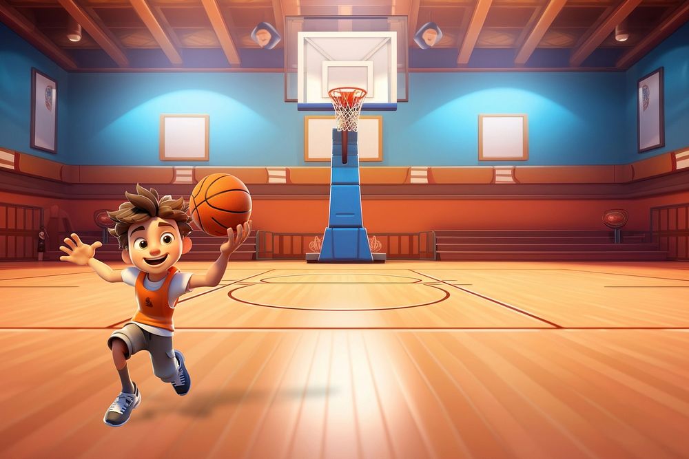 3D little boy playing basketball remix