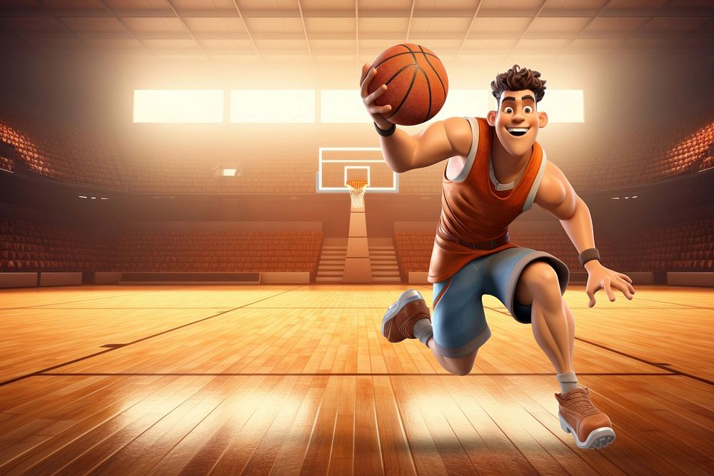 3D man playing basketball remix
