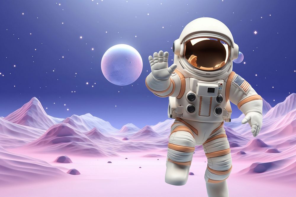 3D astronaut floating in space remix