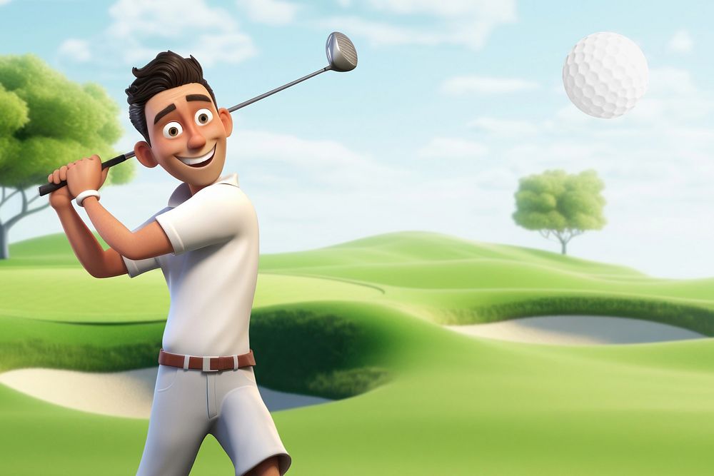 3D man golfer, sports remix