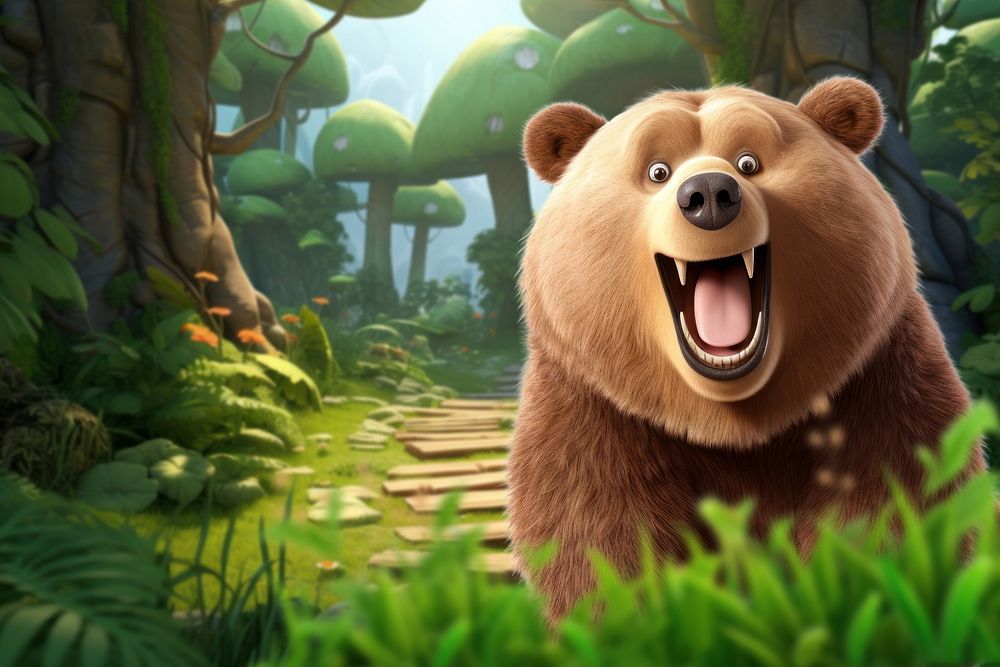 3D bear in forest remix