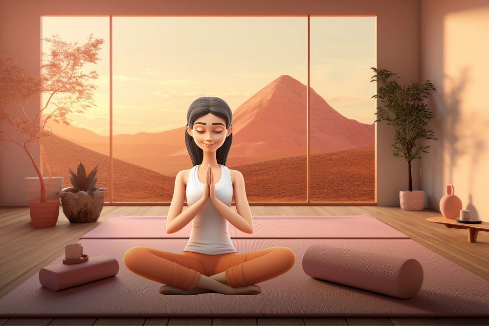 3D woman meditating remix