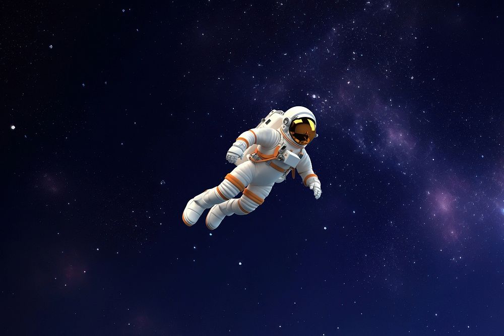 3D astronaut floating in space remix