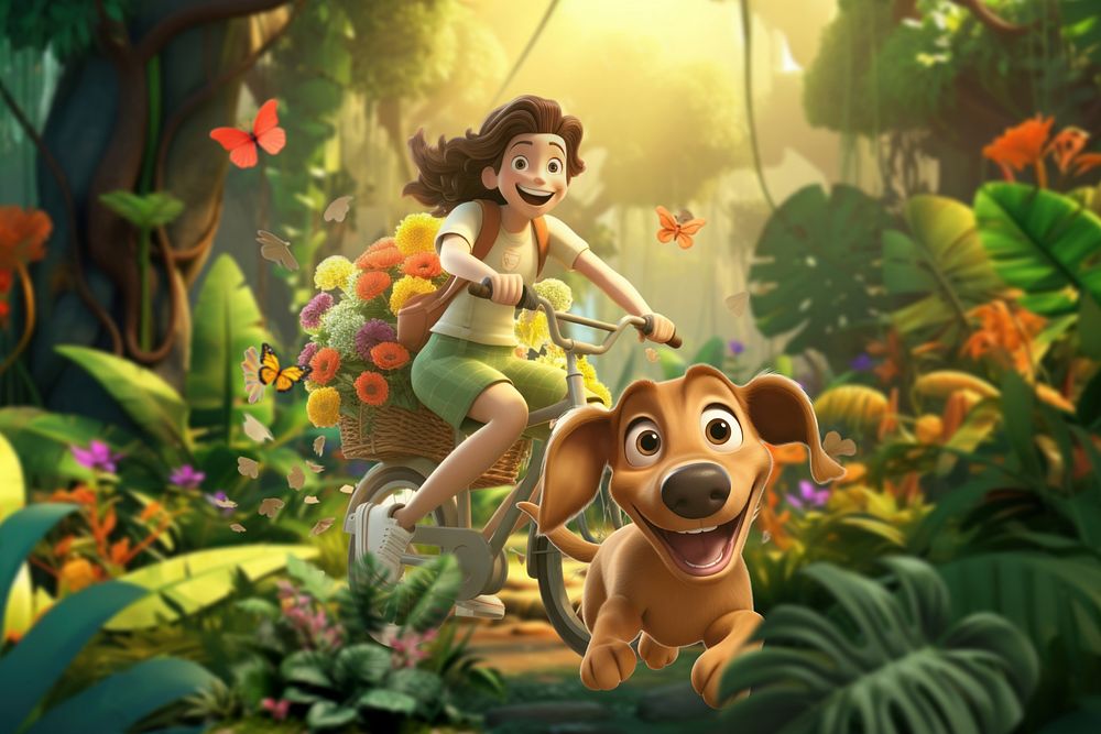 3D little girl in jungle remix