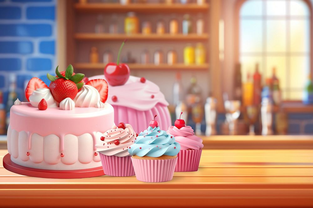 3D cupcakes & cakes, bakery shop remix