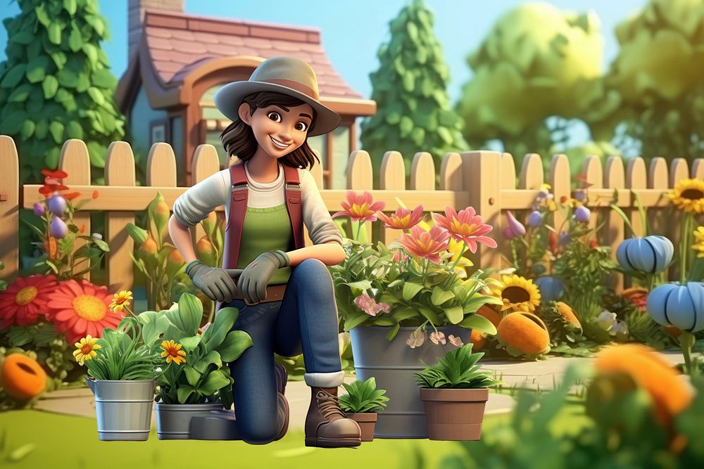 3D woman gardener, hobby remix