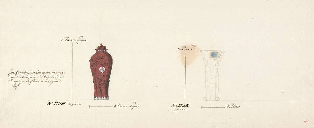 Design for Two Vases, Anonymous, French, 19th century