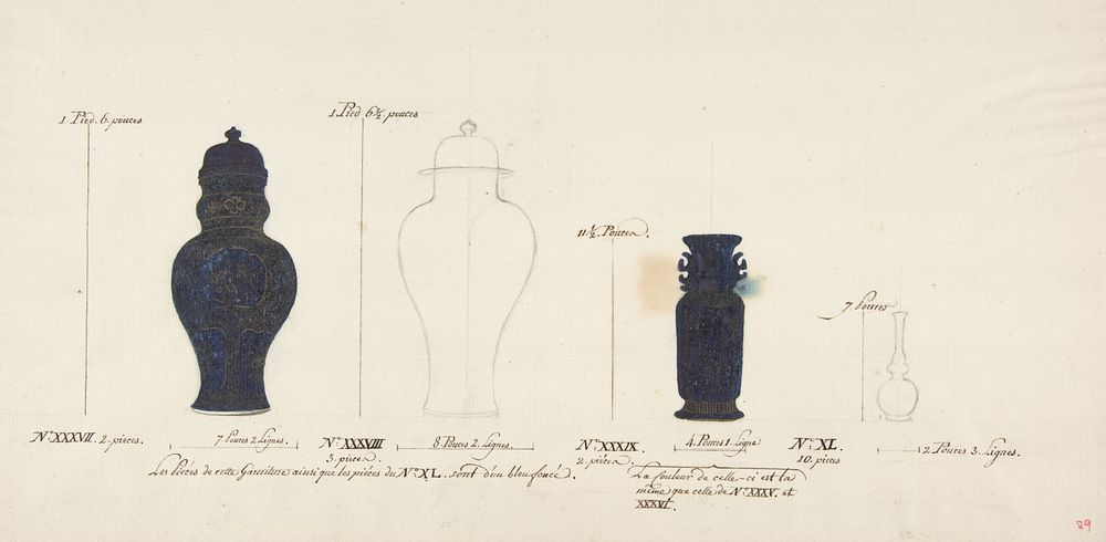 Design for Four Vases, Anonymous, French, 19th century