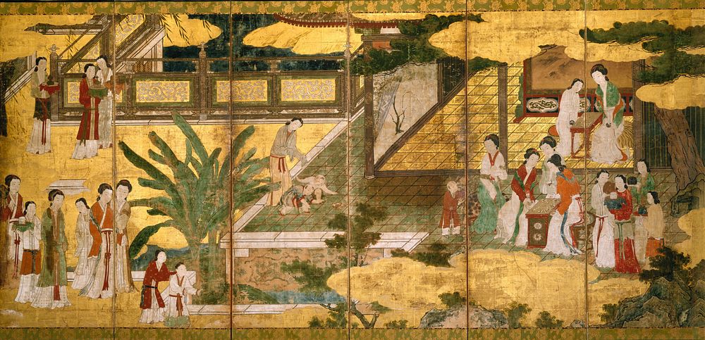 Chinese Women and Children in a Palace Garden, formerly attributed to Kano Eitoku
