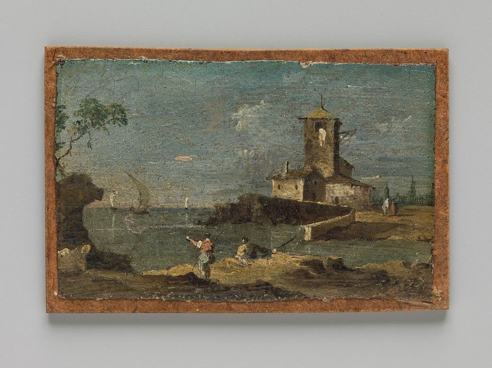 Capriccio with a Square Tower and Two Houses, follower of Francesco Guardi