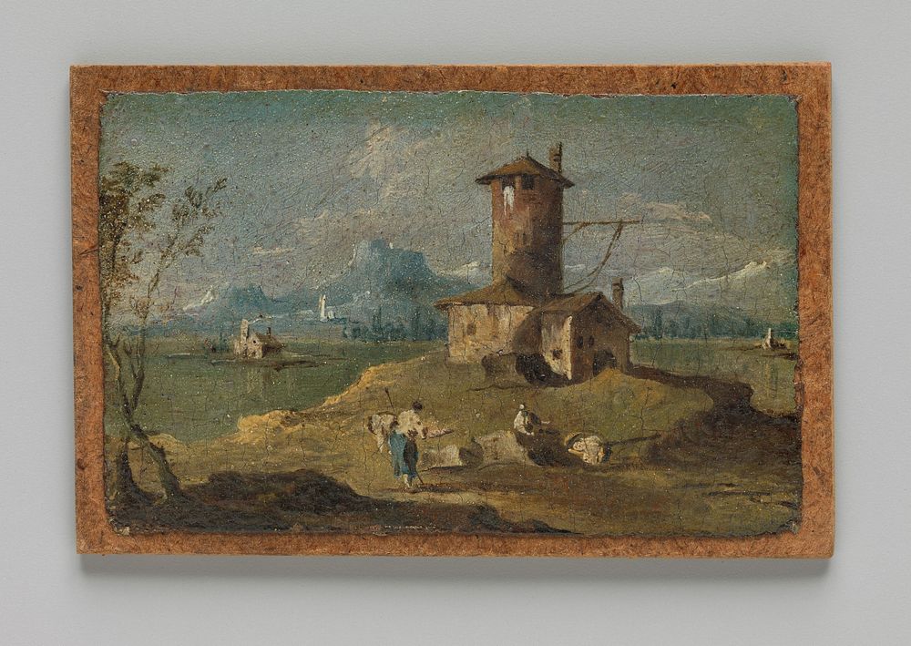 Capriccio with an Island, a Tower, and Houses, follower of Francesco Guardi