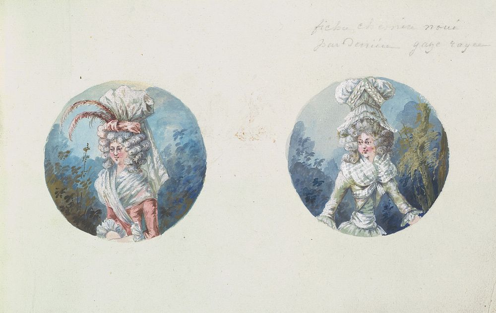 Two Costume Designs or Portrait Types, Anonymous, French, 19th century