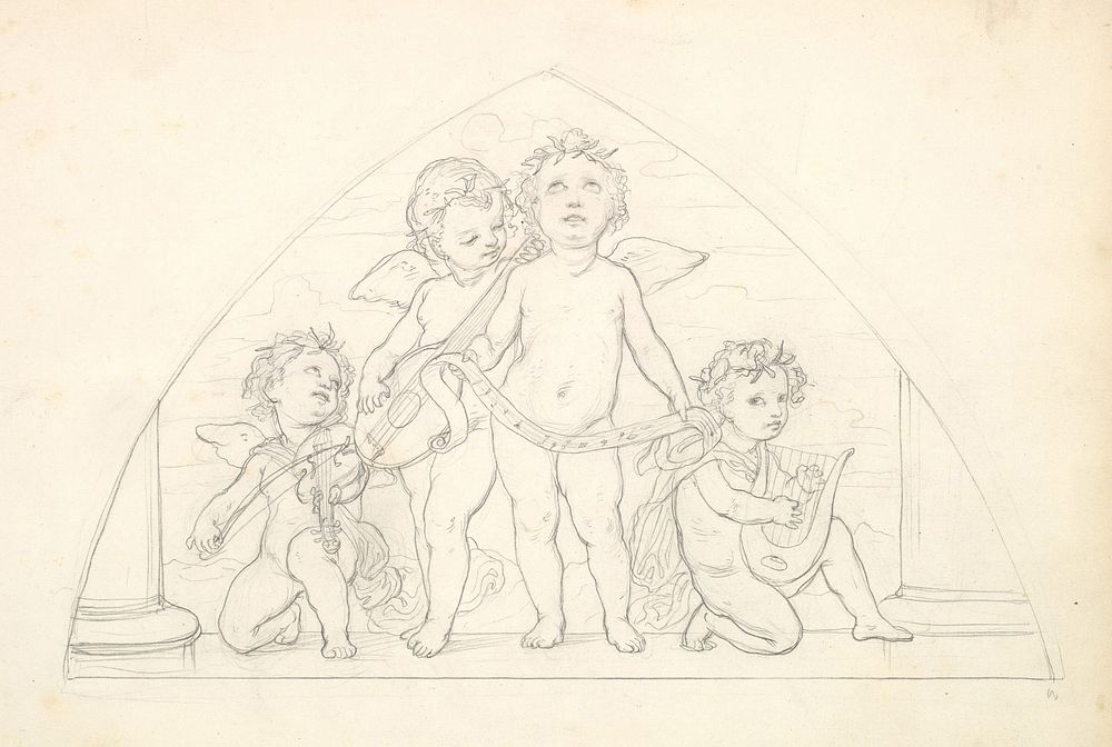 Four Musical Putti  (in Sketch Book With Drawings on Twenty-six Leaves)