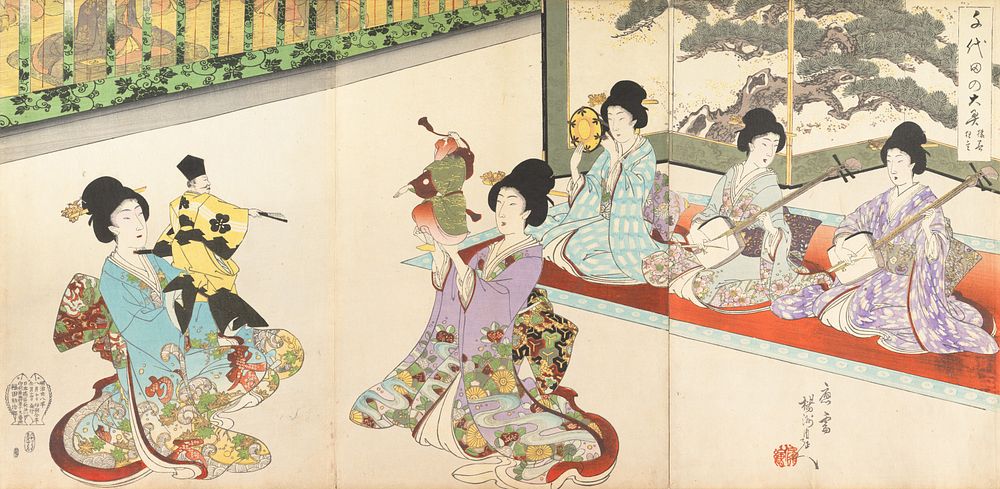 Ladies in Waiting of the Chiyoda Castle: Sword Practice and Puppet Kyōgen