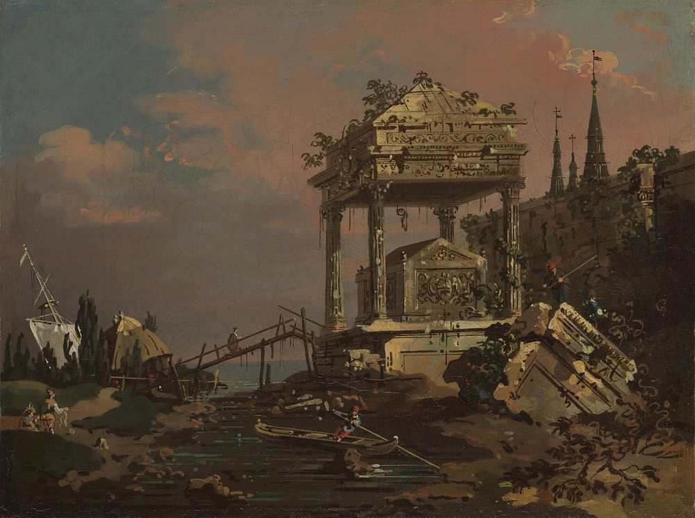 Imaginary View with a Tomb by the Lagoon, Canaletto (Giovanni Antonio Canal)
