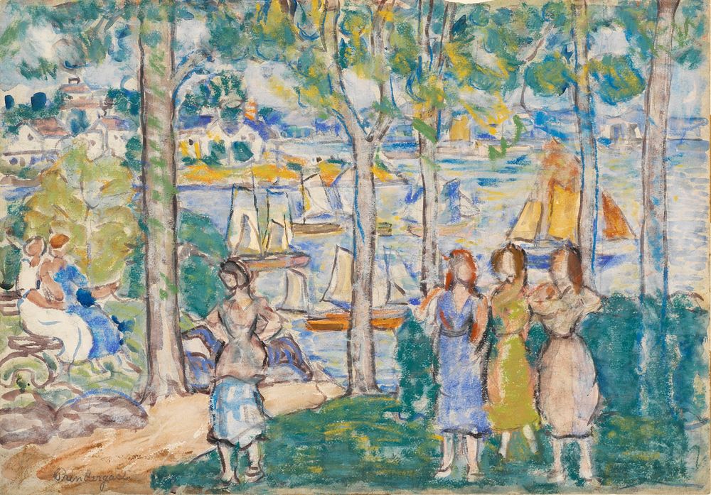 Trees, Houses, People by Maurice Brazil Prendergast