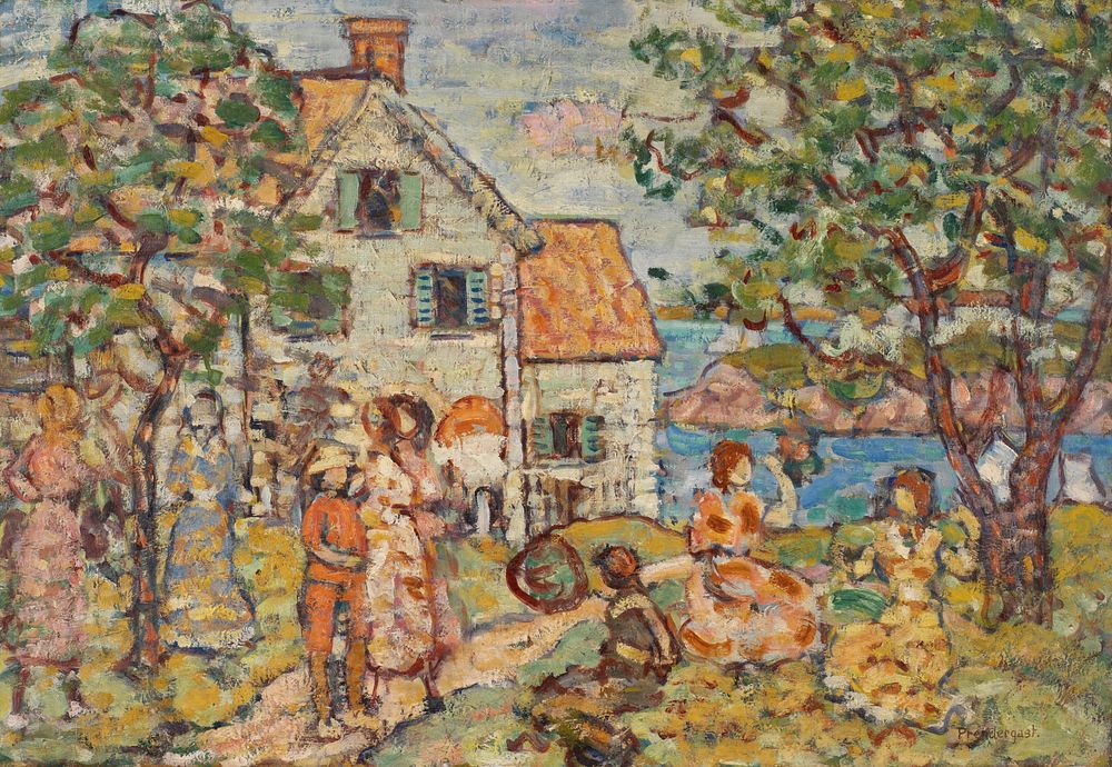 Beach and Two Houses by Maurice Brazil Prendergast