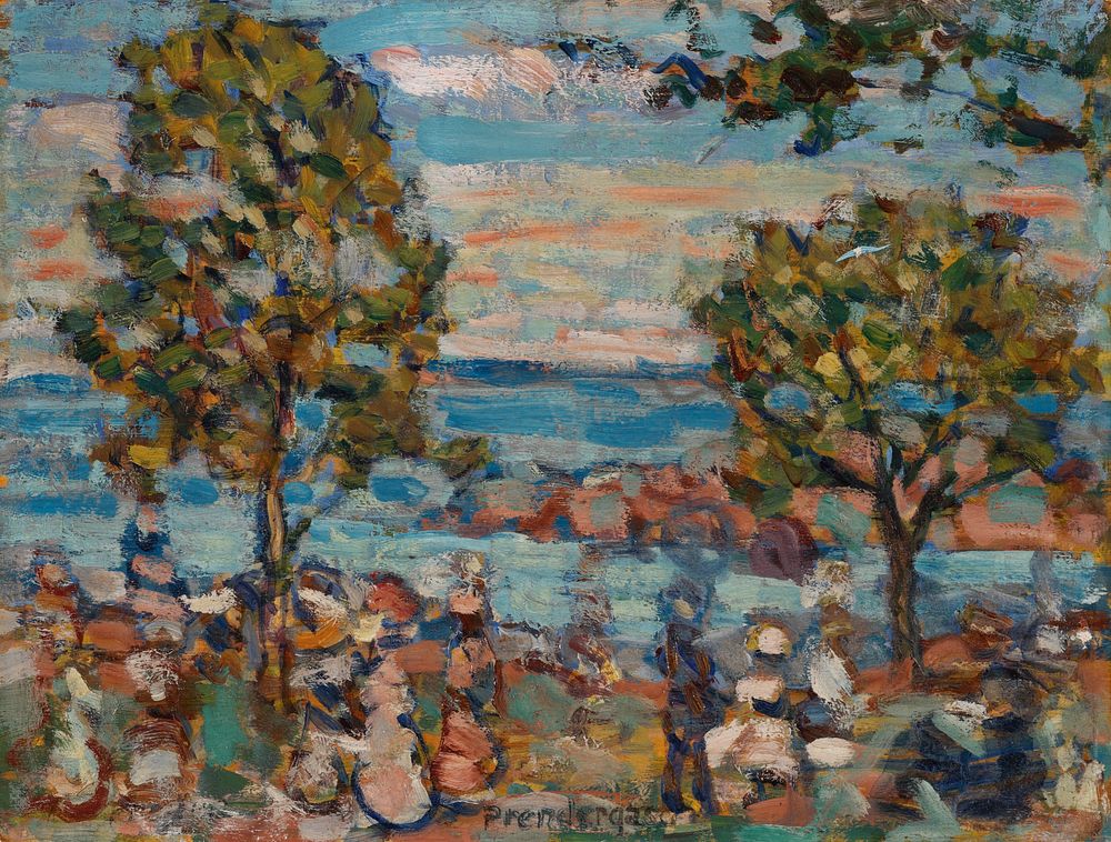 Beach Scene with Two Trees by Maurice Brazil Prendergast