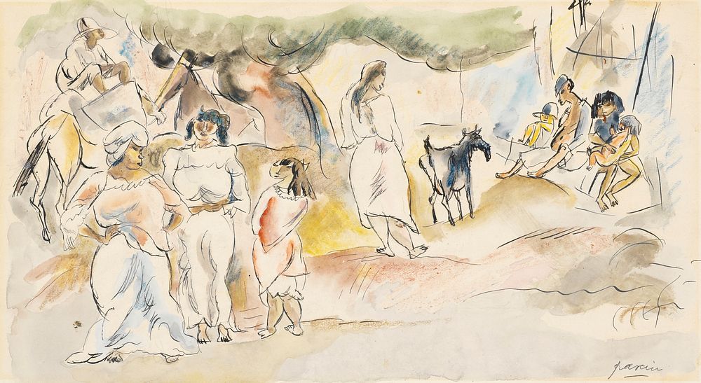 Southern Figures and Goat by Jules Pascin